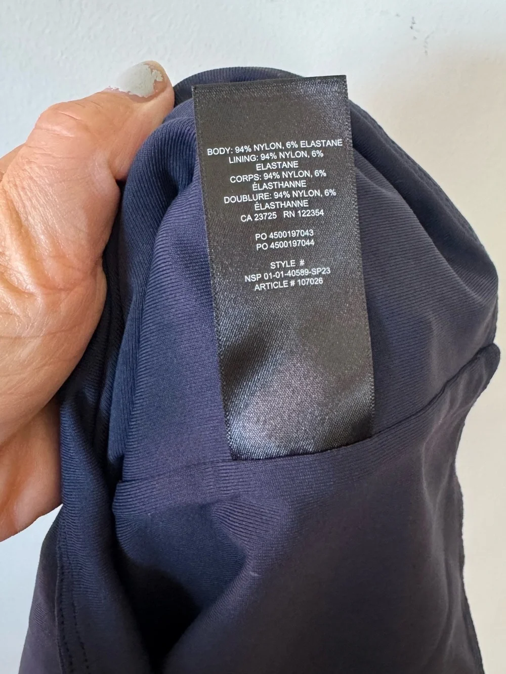 Aritzia Babaton Contour Squareneck Long Sleeve Top Navy L
